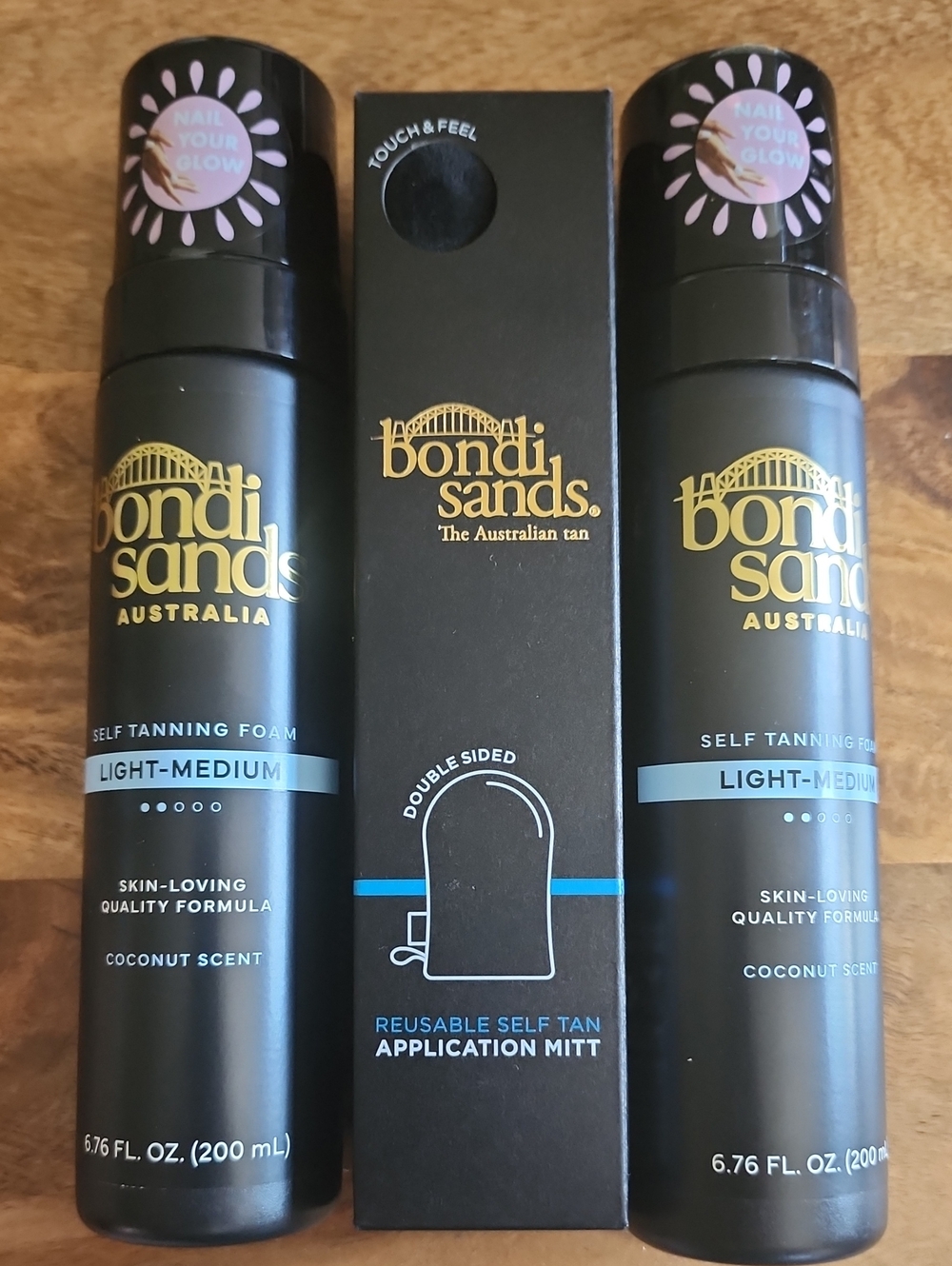 2 x LIGHT-MEDIUM BONDI SANDS SELF TANNING FOAM 6.67 FL.OZ & APPLICATION MITT